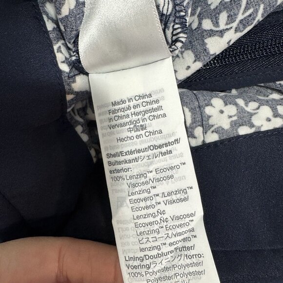 NWT J. Crew Jumpsuit 10 / M Wide Leg Floral Smocked Navy Blue White Sleeveless - Picture 10 of 12